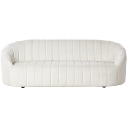Canapé 3 Places Coquillage en Velours Blanc Cassé Assise Profilée Style Rétro Malung