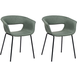 Lot 2 Chaises de Salle à Manger au Design Moderne en Tissu Rembourré Vert Elma