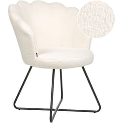 Beliani - Fauteuil Coquillage en Boucle Blanche Pieds en Croix en Acier Style Rétro Lovelock