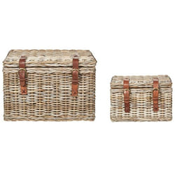 Lot de 2 boîtes en rotin clair IRBID