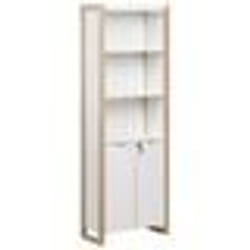 Bibliothèque avec fermeture à clef bois clair et blanc JOHNSON