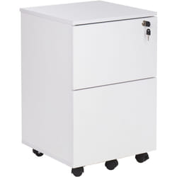 Armoire de Rangement Blanche à 2 Tiroirs Caisson de Bureau Bois d'Ingénierie Johnson