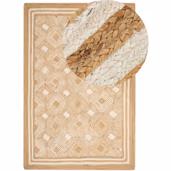 Tapis en jute tressé naturel. Découvrez ce tapis de jute fait main, conçu avec des motifs tressés complexes qui ajoutent une  ...