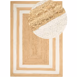 Tapis en jute tressé naturel. Magnifique tapis en jute fabriqué à la main, qui dégage un charme organique avec ses poils natu ...