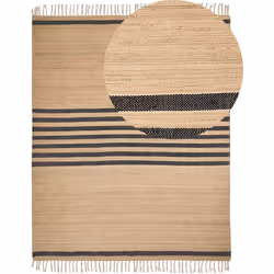 Tapis en jute tressé naturel. Transformez votre espace de vie sans effort avec ce tapis en mélange de jute et de coton. Son m ...