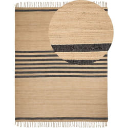 Tapis en Jute Tressé Naturel Beige 300 x 400 cm Motif à Rayures Style Boho Ericek