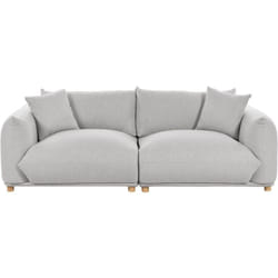 Canapé Moderne 3 Places en Tissu Rembourré avec Coussins en Tissu Gris Clair Luvos