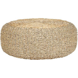 Pouf Tissé Main Rond Ottoman en Herbes Marines et Jacinthe d'Eau 50 cm Backan