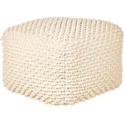 Pouf en Coton Beige 50 x 50 cm Remplissage en Billes eps Surface Texturée Kingri