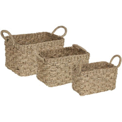 Beliani - Lot de 3 Paniers en Herbes Marines Ton Naturel Fait Main avec Poignées Hoian