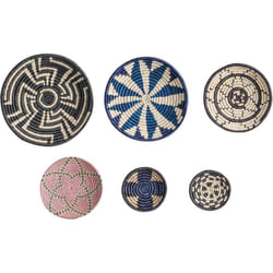 Beliani - Lot de 6 Assiettes Décorations Murales en Herbier Marin Motif Ethnique Hoabinh