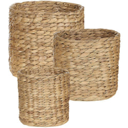 Beliani - Lot de 3 Pots de Fleurs en Fibres de Jacinthe d'Eau Ton Clair 3/4/9 l Ronquil