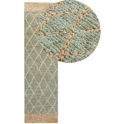 Tapis en Jute Tressé Vert 80 x 300 cm Convient au Chauffage par le Sol Tellikaya