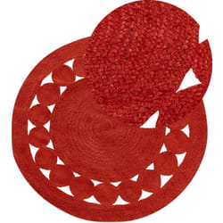 Beliani - Tapis Rond en Jute Tressé Rouge ø 120 cm Fait Main avec Motif Découpé Koyunlu