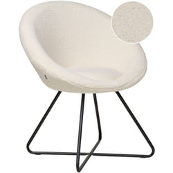 Chaise Rétro-Futuriste en Boucle Blanc Cassé avec Pieds en Métal Croisés Floby ii