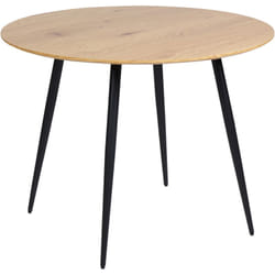 Table de Salle à Manger Ronde 100 cm en mdf Bois Clair et Acier Noir Simple Bjorka