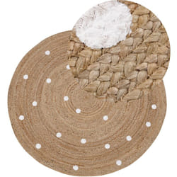 Beliani - Tapis Rond Beige en Jute Tressé ø 140 cm à Motif de Triangles Blancs Boho Kharra