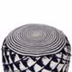 Pouf dextérieur bleu marin et beige d 50 cm KAWAN