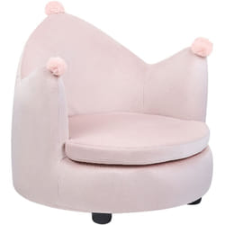 Fauteuil en Forme de Couronne en Velours Rose et Bois d'Hévéa pour Enfant Vega