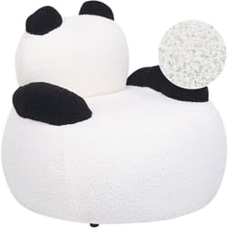 Fauteuil pour Enfant en Forme de Panda Tissu Bouclé Blanc et Noir et Bois Viby