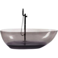 Beliani - Baignoire Îlot Noire en Fonte Minérale Translucide 169 x 78 cm Ovale Blancarena