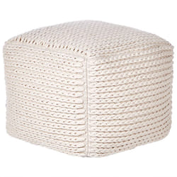 Pouf Carré en Coton Beige Clair 50 x 50 cm Remplissage à Billes Polystyrène Daman