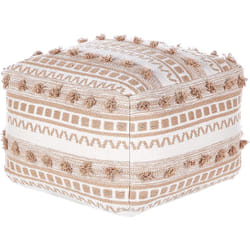 Beliani - Pouf Carré en Coton Beige 50 x 50 cm Remplissage à Billes Polystyrène Karaw