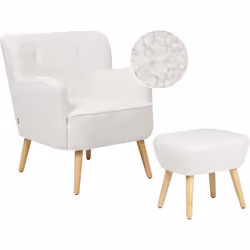 Ensemble fauteuil et pouf. Créez l'endroit idéal pour vous détendre dans votre salon avec cet élégant ensemble fauteuil et po ...