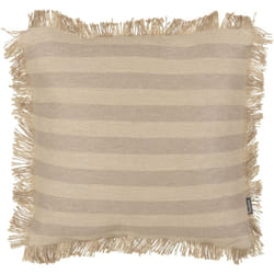Coussin Décoratif en Jute et Coton Beige à Franges et Rayures 45 x 45 cm Cirsium