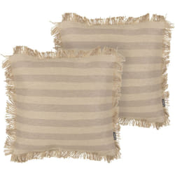 Beliani - Lot de 2 Coussins Décoratifs en Jute et Coton Beige à Franges et Rayures 45 x 45 cm Cirsium