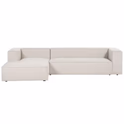 Canapé dangle côté droit 3 places en velours beige VERNON