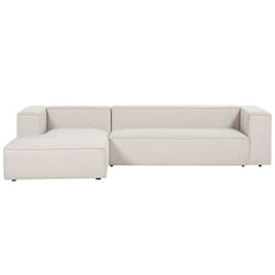 Canapé dangle côté droit 3 places en velours beige VERNON