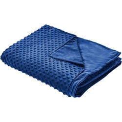 Housse de Couverture Lestée Motif Pointillé Design Moderne 120 x 180 cm en Tissu Polyester Bleu Marine Callisto