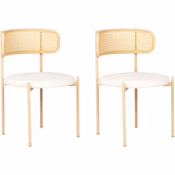 Chaise à dossier ajouré. Embarquez pour un voyage dans le temps avec ce duo de chaises, où le métal rencontre le bois. Les si ...