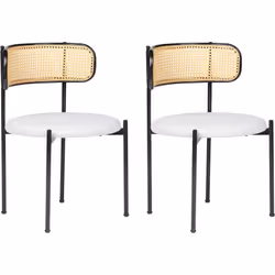 Chaise à dossier ajouré. Embarquez pour un voyage dans le temps avec ce duo de chaises, où le métal rencontre le bois. Les si ...