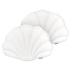 Lot de 2 coussins en forme de coquillage en velours blanc 47 x 35 cm CONSOLIDA