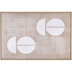 Beliani - Tableau Décoratif Motif Abstrait Beige et Blanc Toile Encadrée 63 x 93 cm en Polyester et mdf Racale