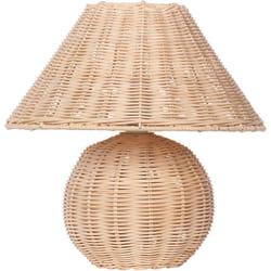 Beliani - Lampe à Poser Ton Clair en Métal et Rotin 31 cm Abat-Jour Conique Socle Rond Cinder