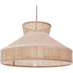 Beliani - Lampe à Suspension en Rotin et Velours Abat-Jour Conique Ton Naturel et Beige Batali