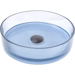 Comptoir de Salle de Bain Bassin de Lavabo Rond Semi Transparent 360 mm Bleu Clair Tolosa