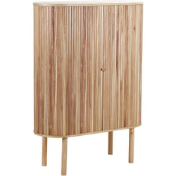 Commode à 2 Portes Coulissantes en Bois de Paulownia mdf Bois de Pin Ton Clair 130 cm Manara