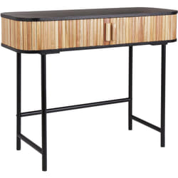 Console en Bois et mdf Clair Métal Noir Mat 79 x 100 x 40 cm à 2 Portes Coulissantes Carney