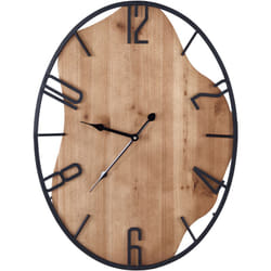 Beliani - Horloge Murale Moderne Ronde 46 x 60 cm en Métal Noir et mdf Clair Piles aa Meynes