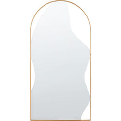 Miroir Mural Moderne et Minimaliste en Métal Doré 41 x 81 cm Forme en Arc Verre Irrégulier Colombier