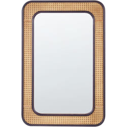 Miroir Suspendu Rectangulaire 60 x 90 cm Cadre Tresse Viennoise mdf Bois Clair Noir Bernas