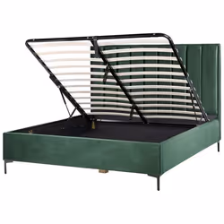 Lit avec coffre en velours vert foncé 180 x 200 cm SEZANNE