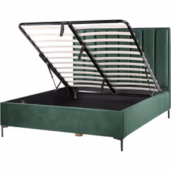 Lit deux places avec rangement sous le sommier. Ce magnifique lit est un embellissement parfait de toute suite parentale. Ses ...