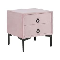 Table de chevet en velours rose à 2 tiroirs SEZANNE