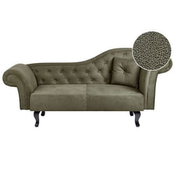 Chaise longue à droite en velours vert olive LATTES II