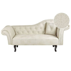 Chaise longue à droite en velours beige clair LATTES II